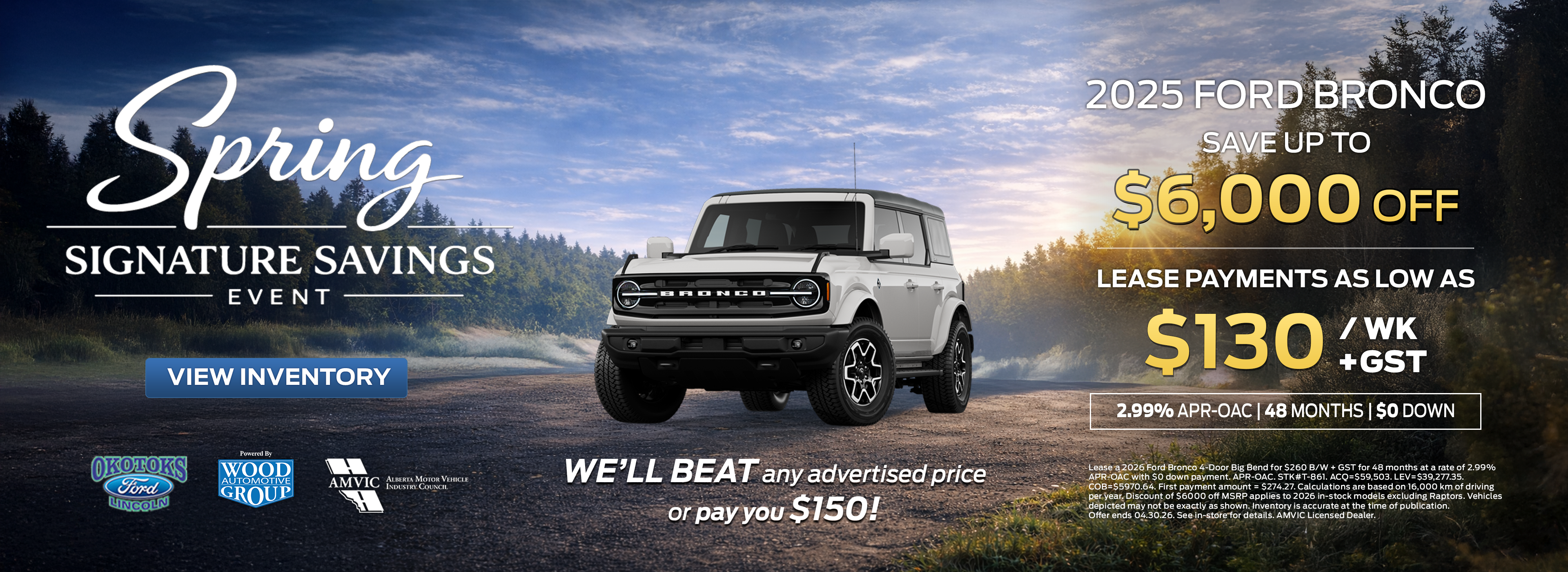 Okotoks Ford Bronco Find Your Fortune promotional banner featuring Ford Bronco deals in Okotoks Alberta