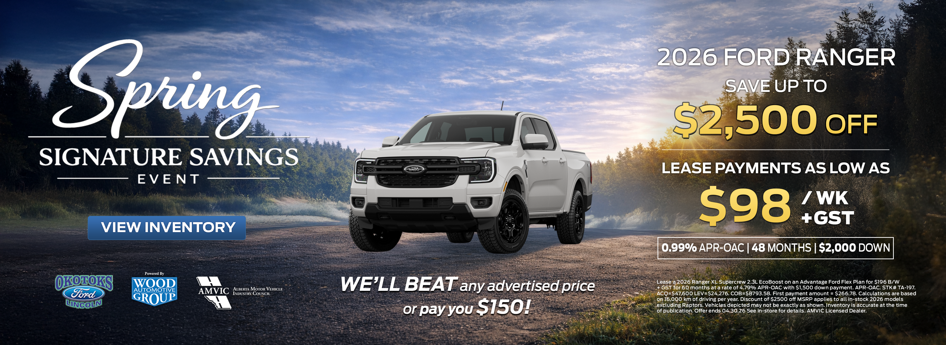 Okotoks Ford Ranger Find Your Fortune banner featuring Ford Ranger deals in Okotoks Alberta