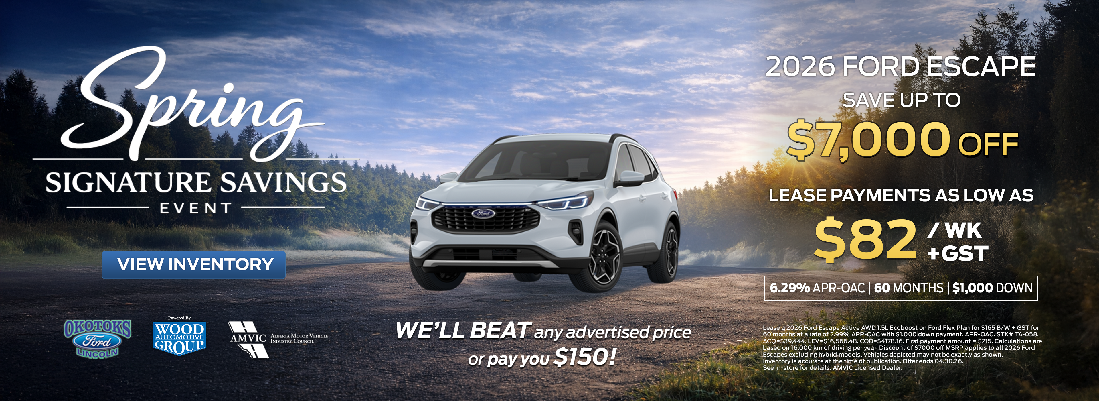 Okotoks Ford Escape Find Your Fortune promotional banner featuring Ford SUV deals in Okotoks Alberta