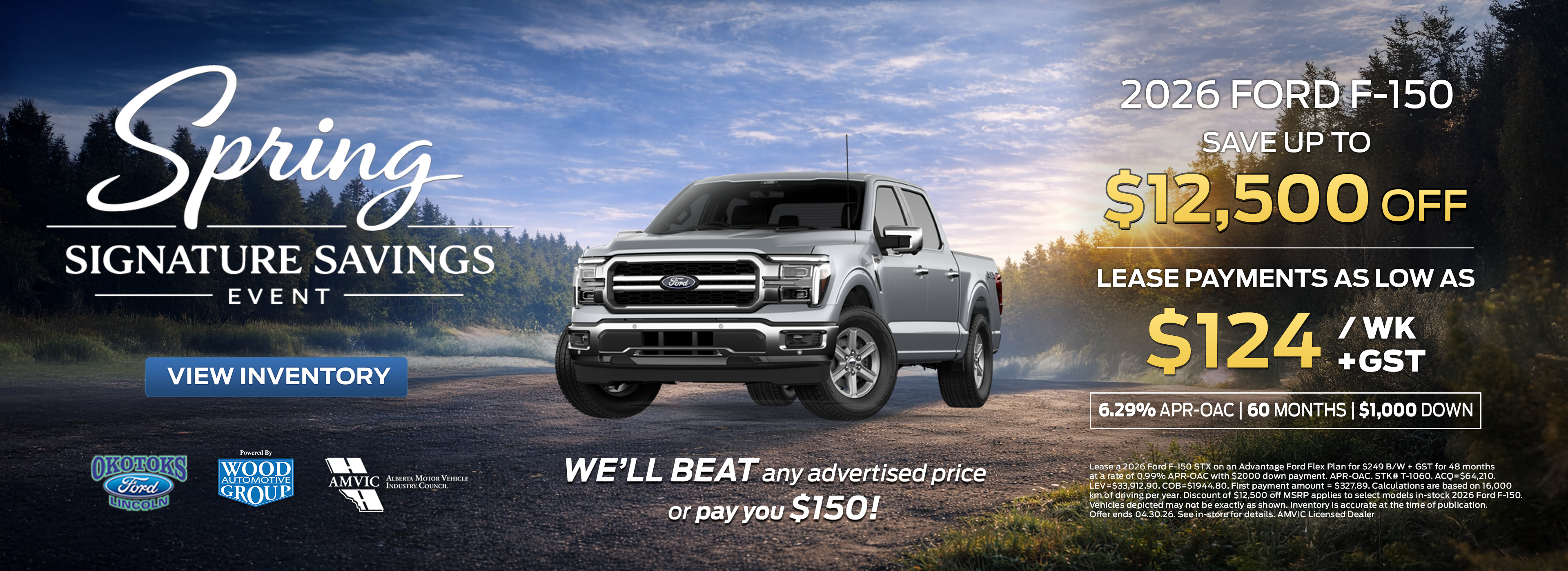 Okotoks Ford F-150 Find Your Fortune March promotion banner featuring Ford deals in Okotoks Alberta