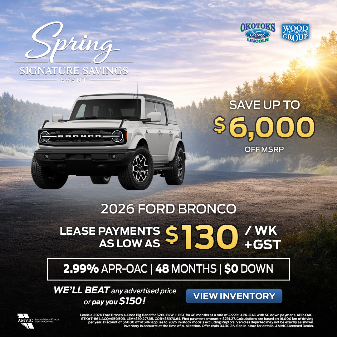 Okotoks Ford Bronco Find Your Fortune promotional banner featuring Ford Bronco deals in Okotoks Alberta