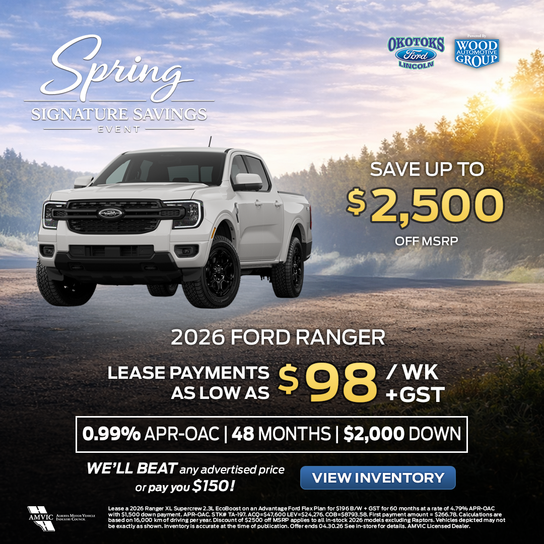 Okotoks Ford Ranger Find Your Fortune banner featuring Ford Ranger deals in Okotoks Alberta