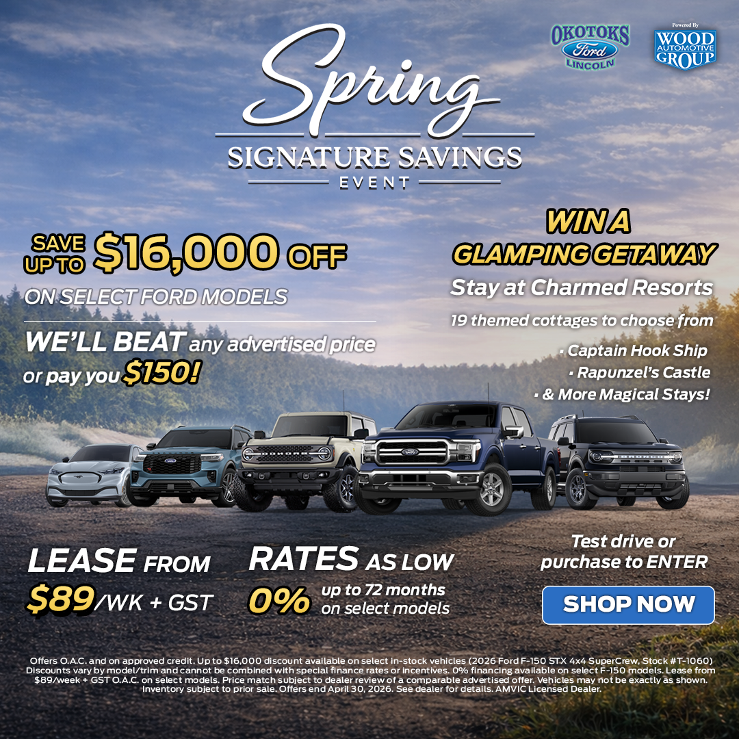Okotoks Ford dealership Find Your Fortune promotion banner with Ford deals Okotoks Alberta