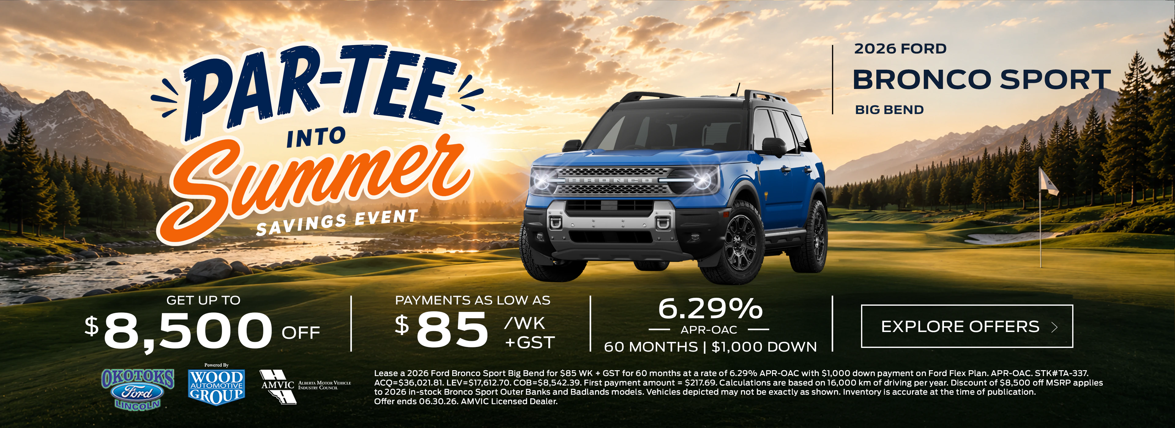 Okotoks Ford Bronco Sport Find Your Fortune March promotion banner featuring Ford deals in Okotoks Alberta