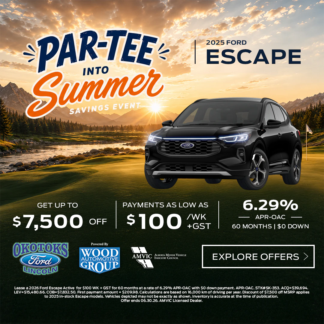 Okotoks Ford Escape Find Your Fortune promotional banner featuring Ford SUV deals in Okotoks Alberta