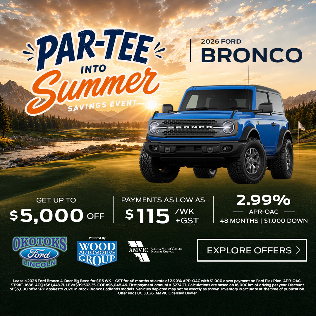 Okotoks Ford Bronco Find Your Fortune promotional banner featuring Ford Bronco deals in Okotoks Alberta